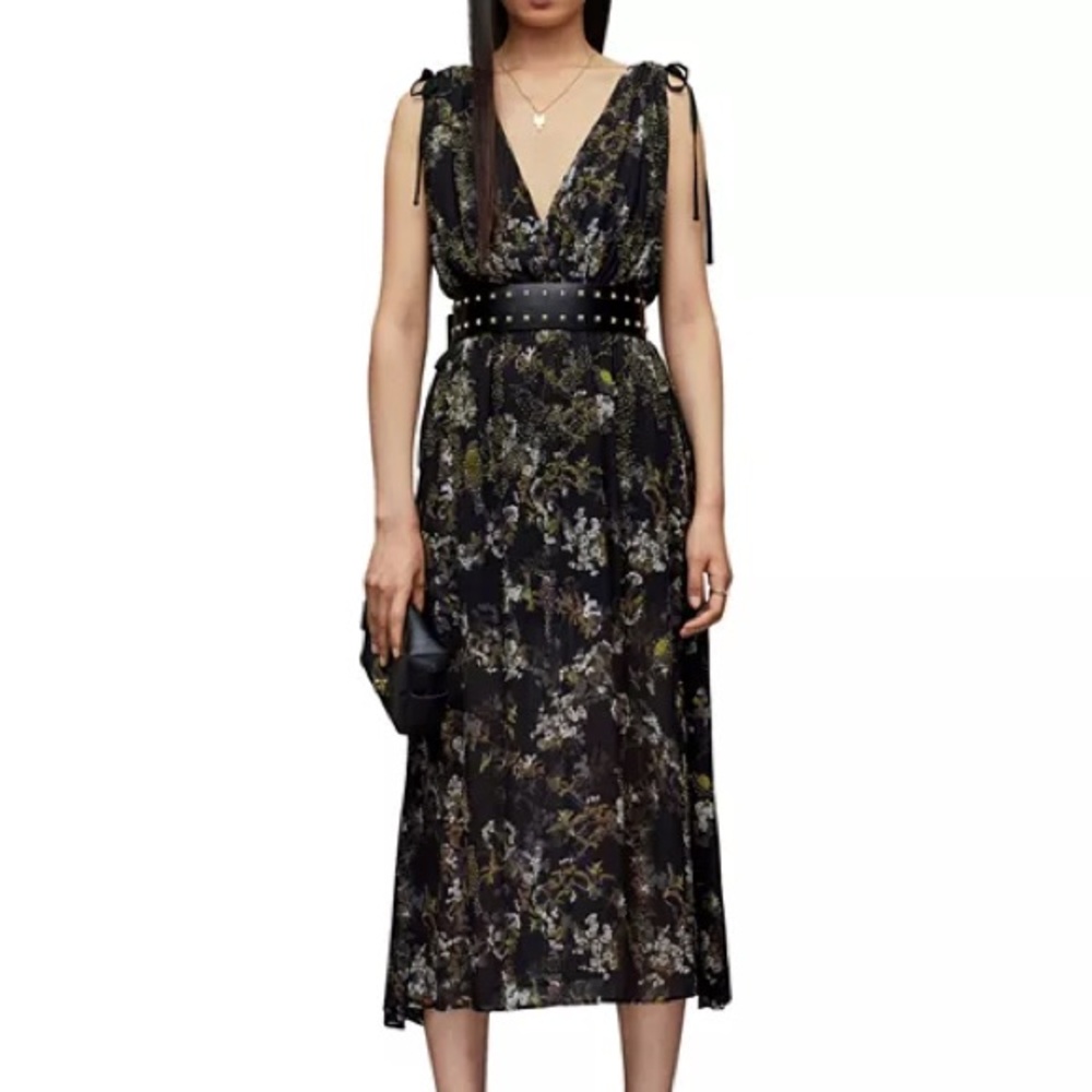Allsaints Maia Viola Floral Beaded Dress sz 0